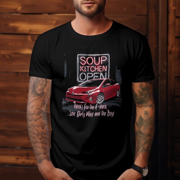 The Other Guys Movie Soup Kitchen Dirty Mike and the boys T-shirt Red Prius - Picture 2 of 3
